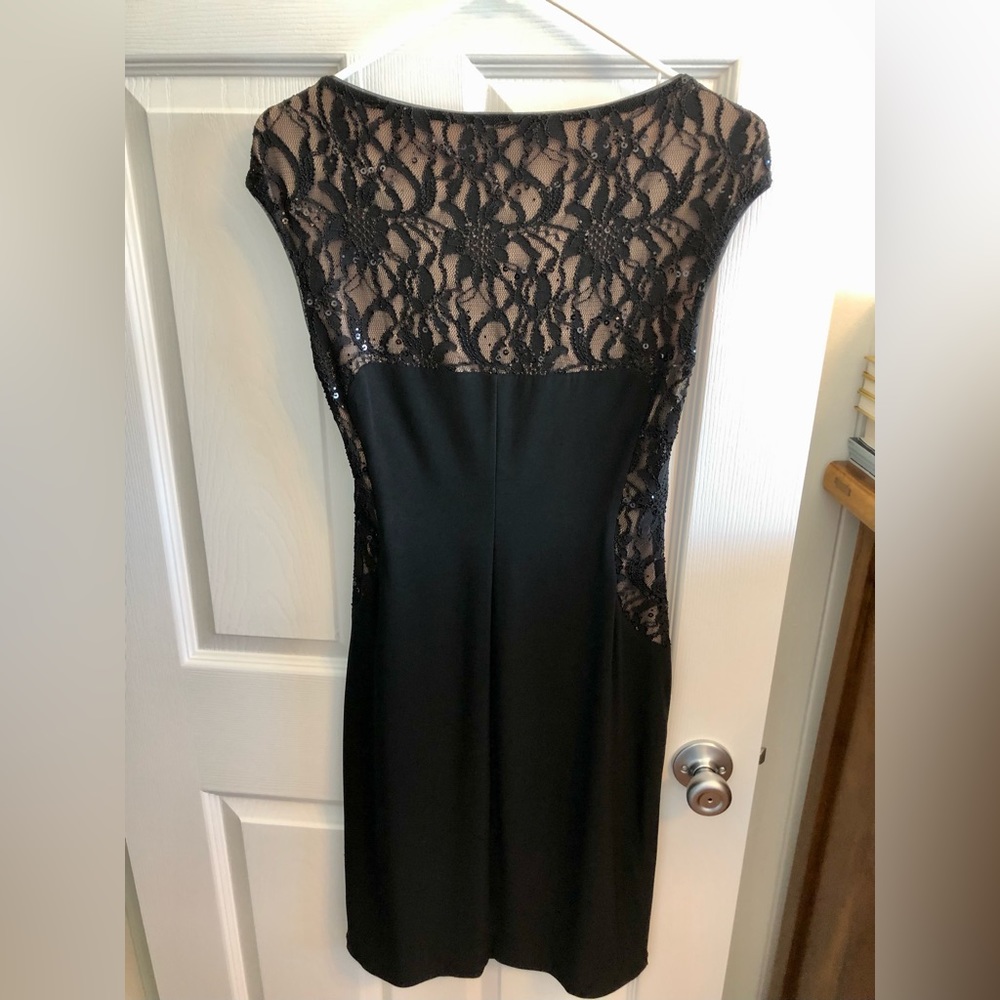 Ralph Lauren black sleeveless dress with lace and sequins. Size 6. - Picture 4 of 8